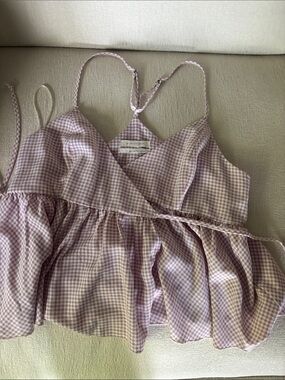 Urban Outfitters Lavender Gingham Tie-Back Cami